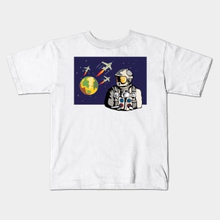 Astronaut Spaceships Rocket Ship Retro Kids T-Shirt